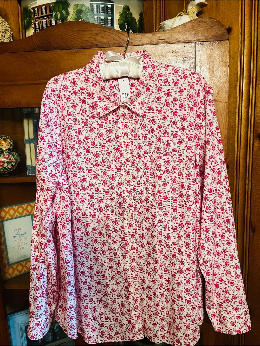 GAP Pink Floral Print Button Down Long Sleeve Shirt Sz. 2xl NWT